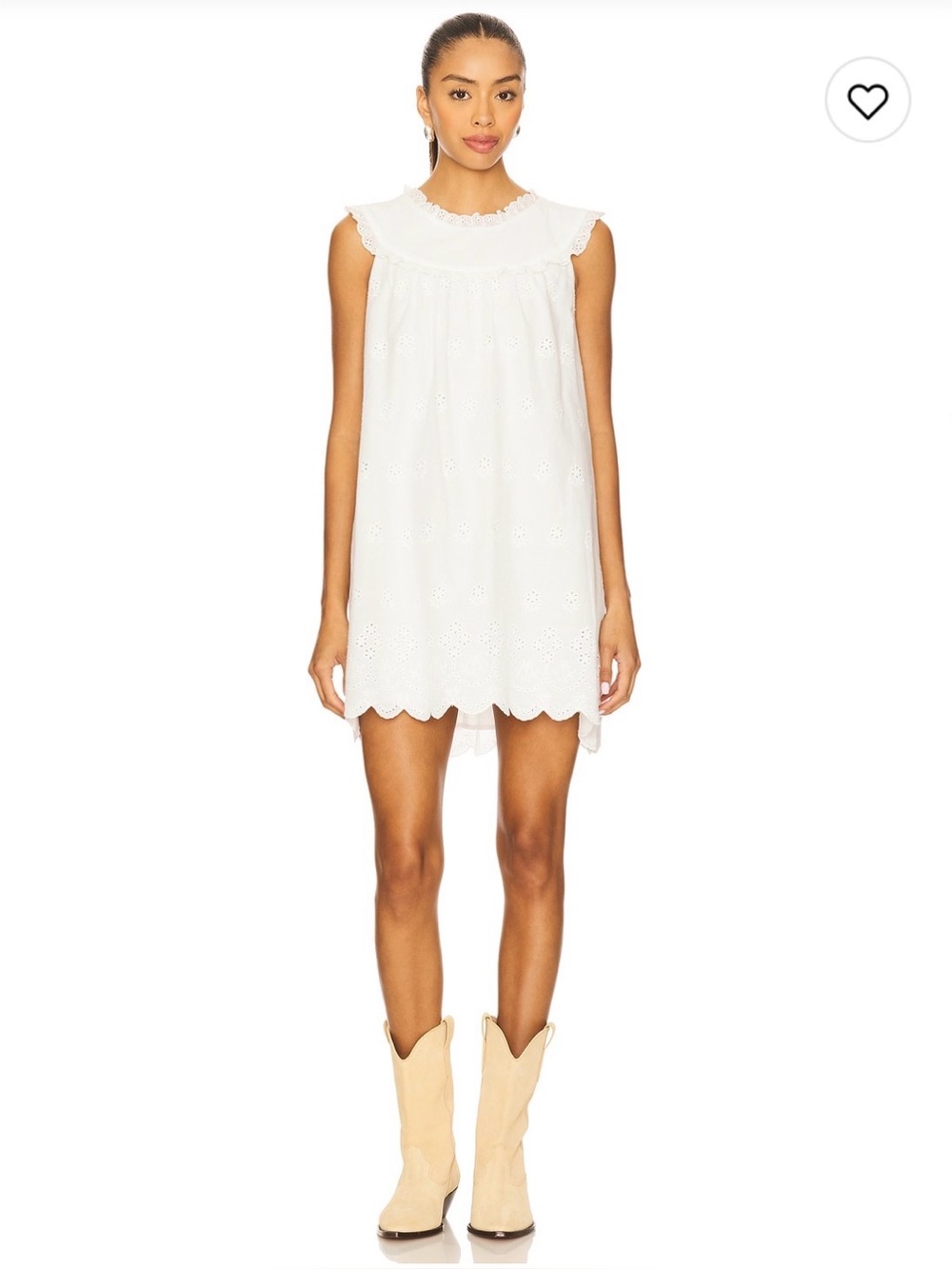 Tularosa White Eyelet Sleeveless Mini Dress